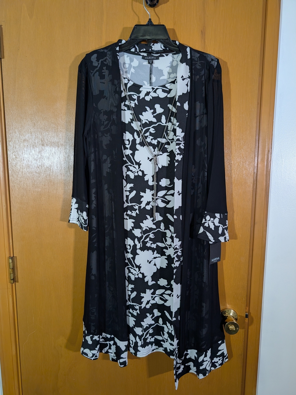Marina Black & White Floral Print Tank Top Dress